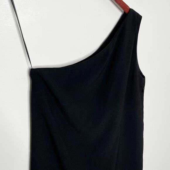 Massimo Dutti Womens One Shoulder Cocktail Dress 6 Black Shift Special Occasion - Picture 4 of 9